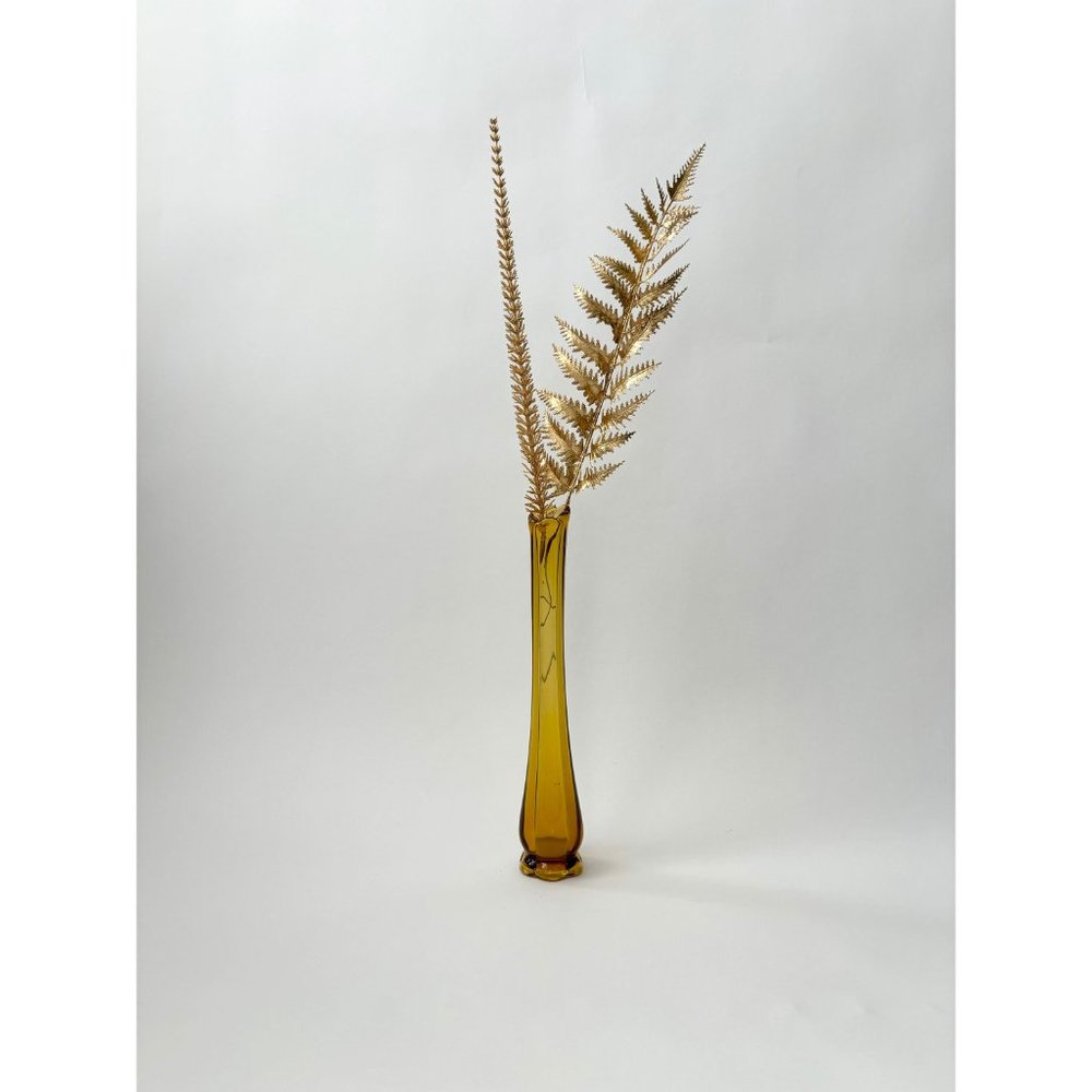 LE Smith MCM Vintage Amber Glass Swung vase - Picture 3 of 10